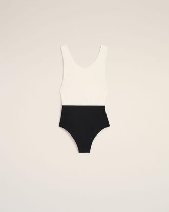 Ami Black And White Nylon One Piece Swimsuit White - XS - for Women