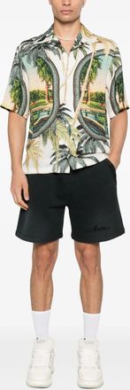 Amiri Mens Paradise Bowling Shirt - Ivory viscose - Size Medium