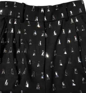 Dolce & Gabbana Black Crystal Embellished Wide Leg Womens Pants
