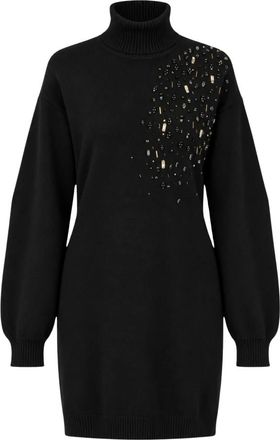 Twinset Actitude Turtleneck Gebreide Jurk - Dames - Kleedjes - Zwart - M - Polyester - Kleedjes