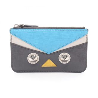 Fendi Blue Gray Multi-Color Leather Coin Purse/Coin Case (Pre-Owned)