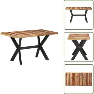 vidaXL The Living Store Tavolo da Pranzo 140x70x75 cm Legno Massello con Finitura Ambra - Tavolo da pranzo industriale