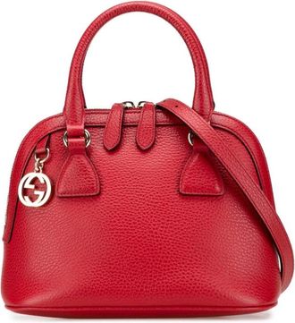 Gucci Pre-owned Handbags, female, Red, Size: ONE SIZE Pre-owned Dome Leather Satchel