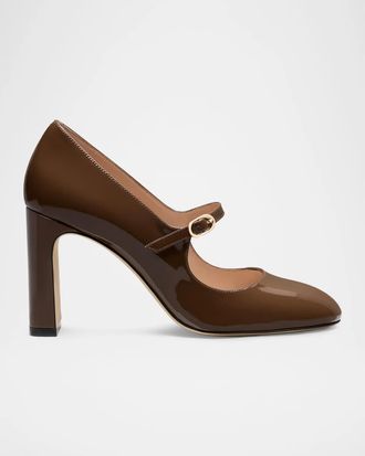 Stuart Weitzman 85mm Babette Patent Leather Mary-Jane Pumps