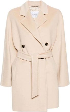 Max Mara Beige Wol Kasjmier Jas Aw 24 - Dames - Jas met riem - Beige - M - Wol - Jassen