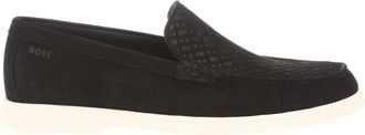 HUGO BOSS Mens Sienne Loafers in Black Suede - Size UK 11