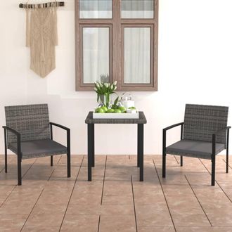 vidaXL Vidaxl - Juego De Comedor Para Jard&iacute;n 3 Piezas Rat&aacute;n Sint&eacute;tico Gris