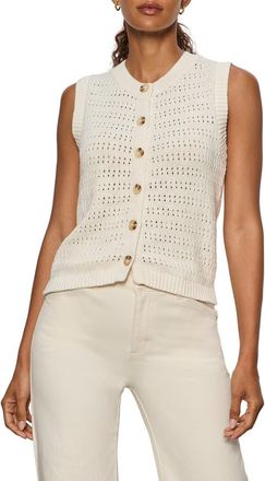 Sanctuary Cotton Pointelle Sleeveless Sweater in Vintage White at Nordstrom, Size X-Large