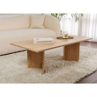 Dmora Mesa De Centro Turate, Forma Rectangular, Tablero De Madera Noble, Color Marr&oacute;n, 119x60x40h Cm Roble Marr&oacute;n