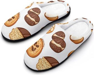 Generic Breads And Pastries Mens Slippers Slip On Comfortable Fleece Cotton House Shoes Winter