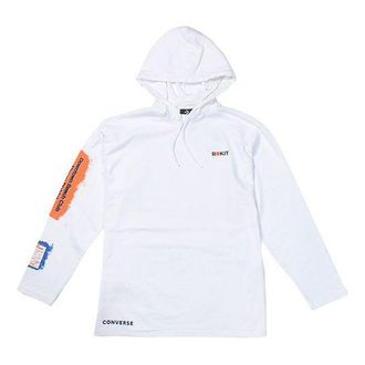 Converse Mens Converse x Rokit Crossover Back Large Printing Logo hooded Long Sleeves White 10020773-A01