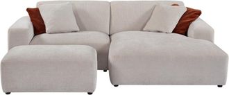 VENTE-UNIQUE.COM Sofá rinconera terciopelo 5 plazas beige 254x161cm