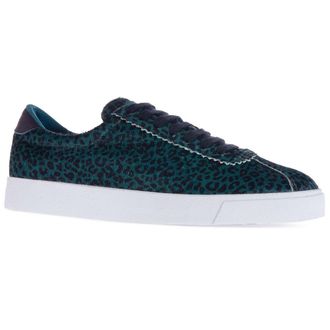 Superga Unisex 2843 Club S Luipaardprint rundsleder Trainers voor volwassenen (Wintergroen)