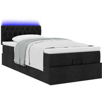 vidaXL Cama Otomana Con Colch&oacute;n Tela Negra 100x200 Cm Vidaxl