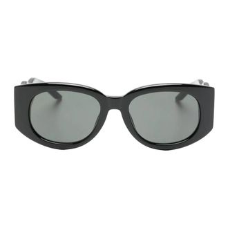 Casablanca Acetate & Metal Oval Wave Zonnebril - Heren - Zonnebrillen - Zwart - ONE Size - Leer - Accessoires