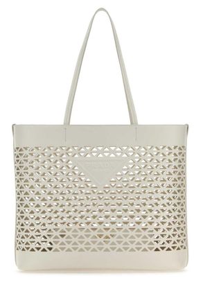Prada White Leather Tote Bag