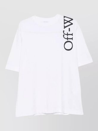 Off-white cotton logo print crew neck short sleeve t-shirt