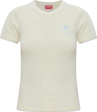 Kenzo T-shirt met logo - Dames - T-shirts - Beige - S - Leer - Tops