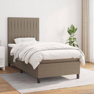 vidaXL Cama Box Spring Con Colch&oacute;n Tela Gris Taupe 80x200 Cm Vidaxl