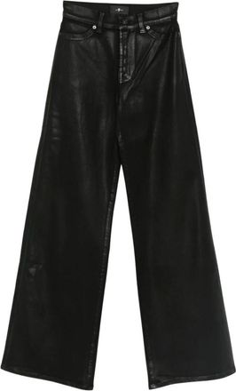 7 For All Mankind Broeken, Dames, Zwart, W29, Katoen, Lotta Coated Wide Leg Jeans