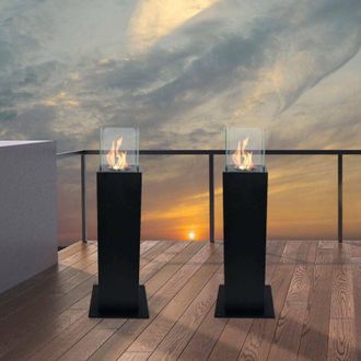 Dmora Dmora - Chimenea De Bioetanol Arba, Chimenea Ecol&oacute;gica, Hogar Sin Humo, Calefactor De Etanol, Made In Italy, 20x20 H70 Cm, Negro