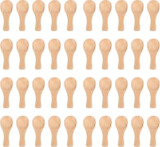 OEM Paquete De 40 Cucharas Peque&ntilde;as De Madera Con Mango Corto, Perfectas Para Tarros Peque&ntilde;os De Mermelada, Especias, Condimentos, Az&uacute;car, Miel, Caf&eacute;, Etc