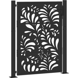 vidaXL Puerta De Jard&iacute;n Dise&ntilde;o Ondulado De Acero Negro 105x130 Cm Vidaxl