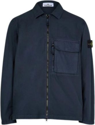 Stone Island Jassen, Heren, Blauw, L, Overshirt