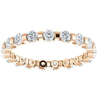 Pompeii3 1 Ct Diamond Bar Set Eternity Wedding Ring in 14k Rose Gold