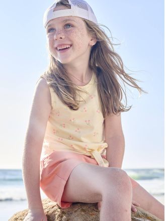 Vertbaudet M&auml;dchen Top mit Knoten, bedruckt hellgelb