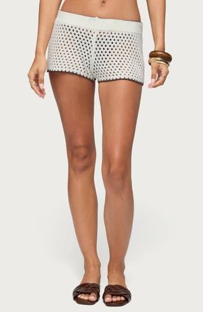 Edikted Rocca Open Stitch Shorts in Cream at Nordstrom, Size X-Small
