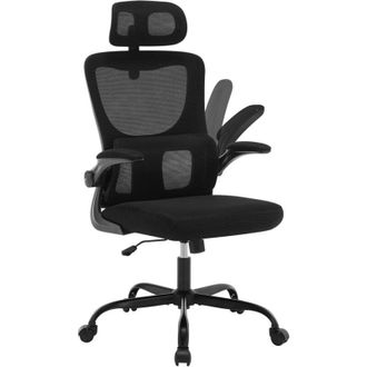 Woltu Sedia da Ufficio - Poltrona Ergonomica con Supporto Lombare, Schienale Reclinabile e Altezza Regolabile, Nero - Woltu