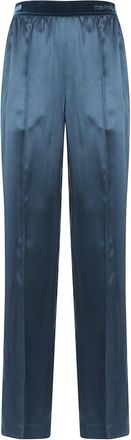 Tom Ford Nachtkleding, Dames, Blauw, M, Satijn, Peach-Feel Silk Satin PJ Broek