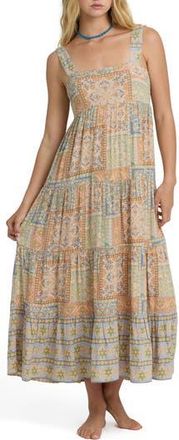 Billabong All Good Print Tiered Maxi Dress in Twilight Blue at Nordstrom Rack, Size X-Small
