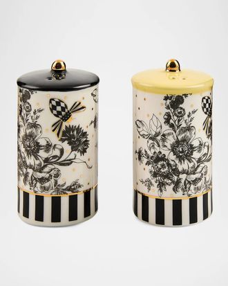 MacKenzie-Childs Bee Toile 2-Piece Ceramic Canister Set