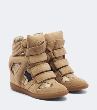 Isabel Marant Bekett leather and suede wedge sneakers