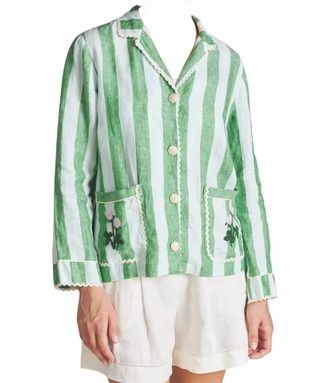 Trovata Dylan Shirt Jacket In Aloe Stripe