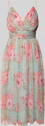 Lace & Beads Cocktailkleid aus Mesh mit Taillenband in Hellblau, Gr&ouml;&szlig;e XXS