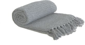 TJ Hughes Honeycomb - Recycled Cotton Throw in Silver - TJ Hughes