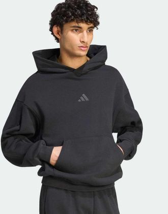 adidas adidas kit - Felpa con cappuccio nera con logo piccolo-Nero