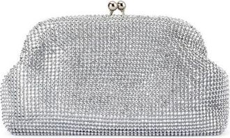 Olga Berg Ela Crystal Mesh Frame Clutch in Silver at Nordstrom