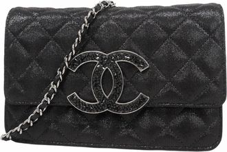 Chanel Black Leather Chain/Shoulder Wallet (Pre-Owned)