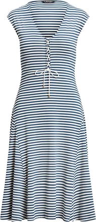 Lauren Ralph Lauren Abito a righe con scollo a V - Blu