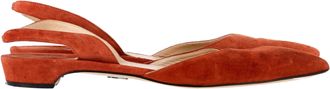 PAUL ANDREW Pre-owned Womens Rhea 15 Slingback Flats in Orange Suede - Size EU 40