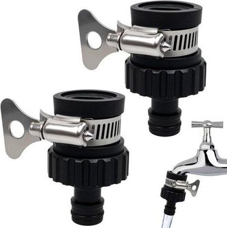 OEM Snelshoppen, Paquete De 2 Conectores Universales Para Manguera De Grifo De Agua Para Jard&iacute;n, Conexi&oacute;n De Acero Inoxidable, Ajustable