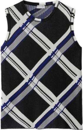 Burberry Check Jacquard Silk Vest, Size XX-Small