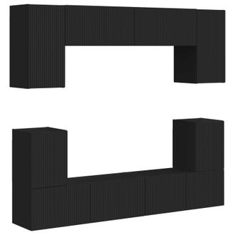 vidaXL Conjunto De Mueble De Tv 5 Pcs Negro Madera De Ingenier&iacute;a Vidaxl