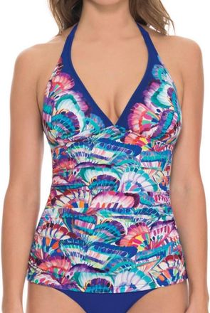 Gottex Shirred Halter Tankini Top In Madame Butterfly