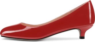 Castamere Women Kitten Stiletto Low Heel Round Close Toe Basic Pumps Court Shoe Slip-on Classic Cute Dress Shoes Burgundy Wine Red 7 UK
