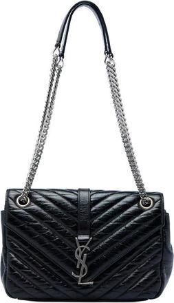 Saint Laurent Pre-owned Saint Laurent Medium Chevron Metallic Crinkled Calfskin Punk Chain Bag Ladies U8CFD4QLRL2SKRUB